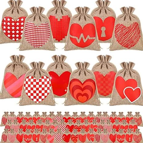 Amazon Zhengmy 120 Pcs Heart Burlap Gift Bag With Drawstring