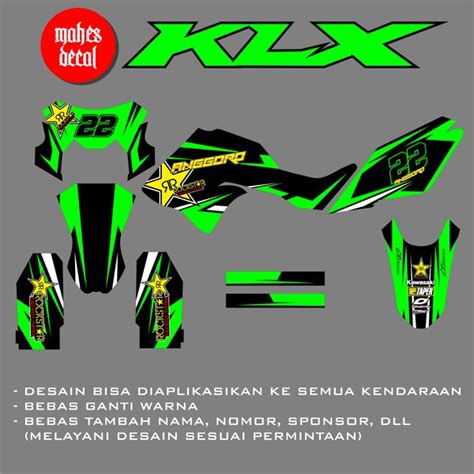 Jual DECAL STICKER KLX DTRACKER 150 ROCKSTAR HIJAU HITAM Di Lapak Mahes