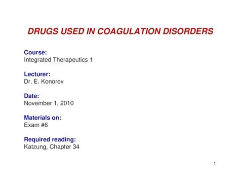 Pdf Drugs Used In Coagulation Disorders … Of Drugs Used In