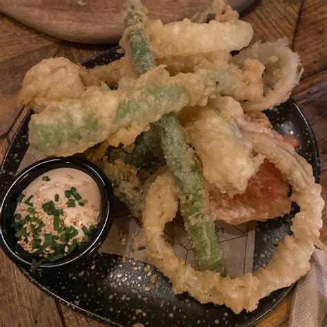 Lobo L Pez Tempura Vegetales Con Salsa Vegan Reviews Abillion