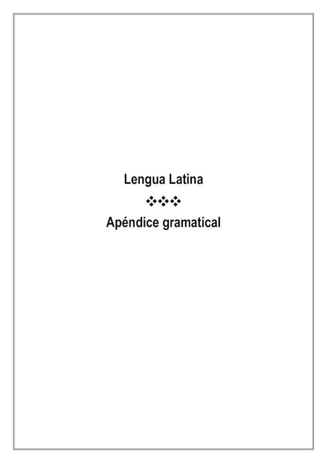 PDF Ap ndice Gramatical Lat n doc Resumen Gramatical Latín 1