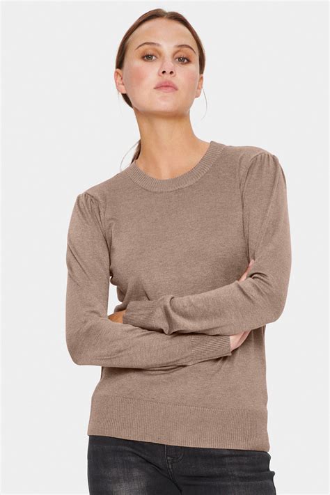 Saint Tropez Milasz Pullover Strikbluse I Sand Til Kvinder Hos Lohse