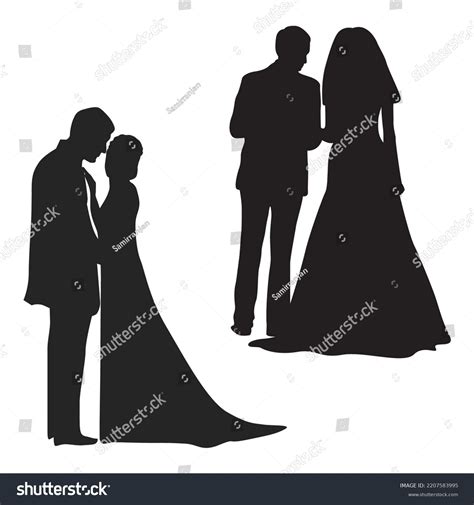 Vector Set Newly Married Couple Silhouettes Stock Vector (Royalty Free ...