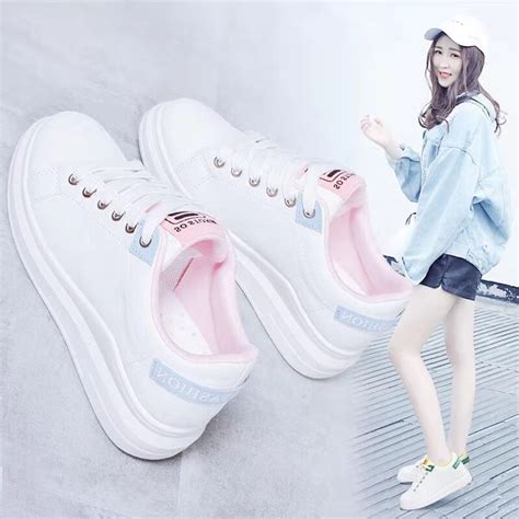 2021 Korean Womens Fashion White Shoes Casual Rubber Shoes Shopee Philippines