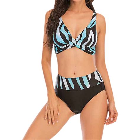 GAQLIVE Swimwear Large Stripe Bikini Sexy Women Swimsuit Print Split