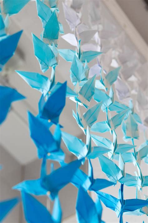 1000 White Sky Blue Blue Shade Paper Cranes Origami Crane Strand