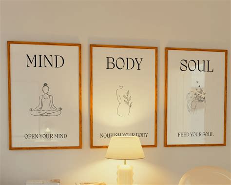 Mind Body Soul, Set of 3 Aura Poster, Living Room Poster, Positive