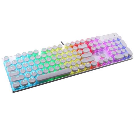 White Typewriter Style Round Keycaps Double Shot Injection Mechanical ...