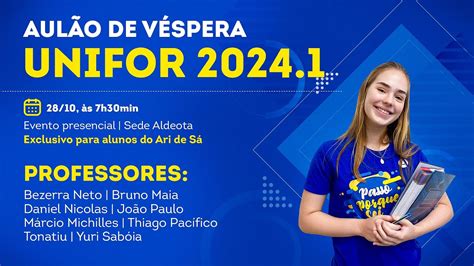 Aulão de Véspera Unifor 2024 1 YouTube