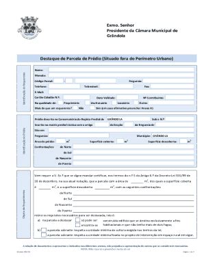 Preenchível Disponível Destaque de Parcela de Prdio Situado fora do