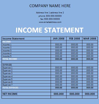 Income Statement Template | Professional Word Templates