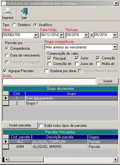 Relat Rio De Inadimpl Ncia Por Receita Anal Tico Virtuau Globaltec