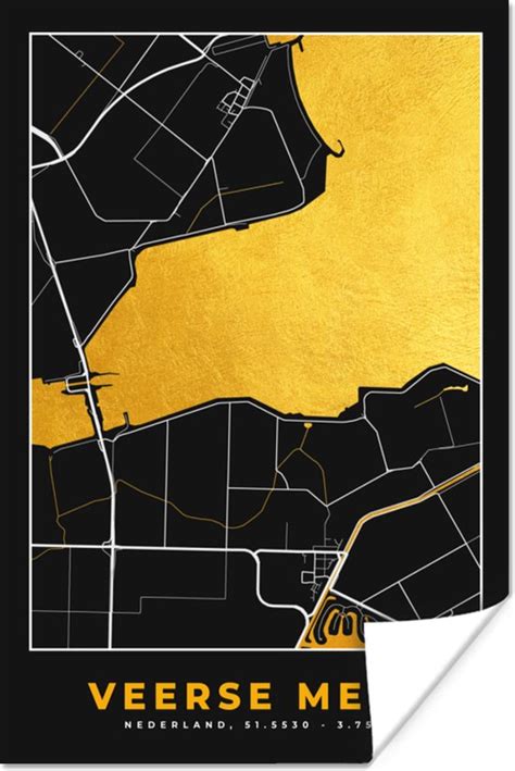 Poster Kaart Plattegrond Stadskaart Nederland Veerse Meer