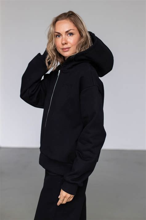 Худи с молнией и капюшоном - черный | KTSPORT