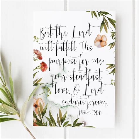 Psalm But The Lord Will Fulfill His Purpose For Me Etsy