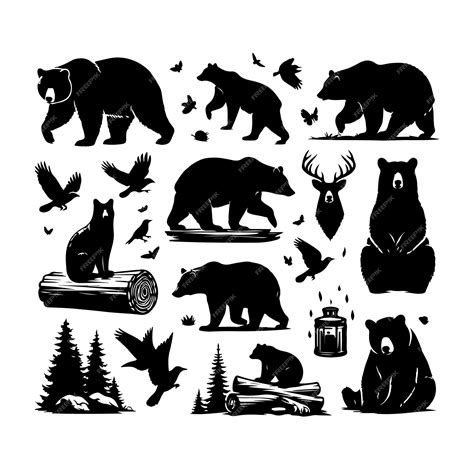 Premium Vector Bear Silhouettes On The White Background