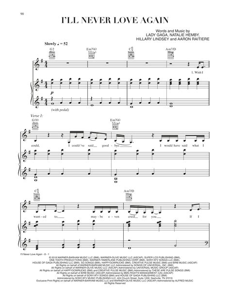 I Ll Never Love Again From A Star Is Born Sheet Music Lady Gaga