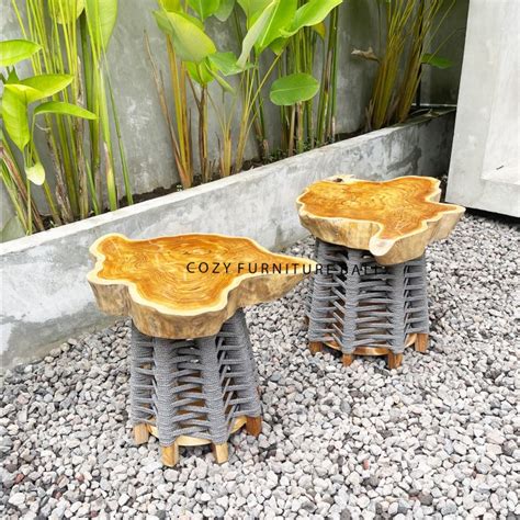 Jual MEJA KOPI KAYU JATI ANYAMAN TALI WOOD COFFEE TABLE WITH ROPE