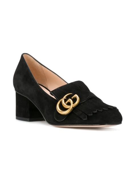 Gucci Marmont Fringe Suede 55mm Loafer Black Modesens