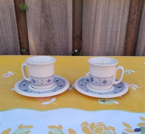 Two Vintage Italian Espresso Cups and Saucers, Made in Italy, Stoneware ...