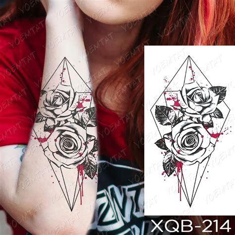 Geometric Splatter Rose Tattoo Omg Temporary Tattoos