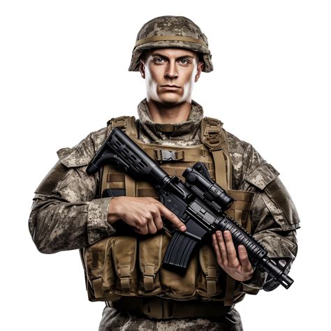 Ai Generated Soldier Holding Png Isolated On Transparent Background