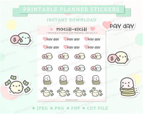 Cute Payday Printable Planner Sticker Pay Day Printable Etsy