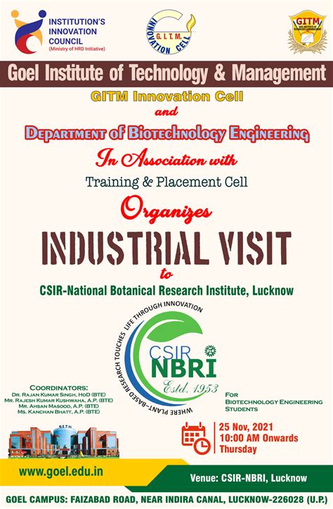 Industrial Visit At Csir National Botanical Research Institute Nbri