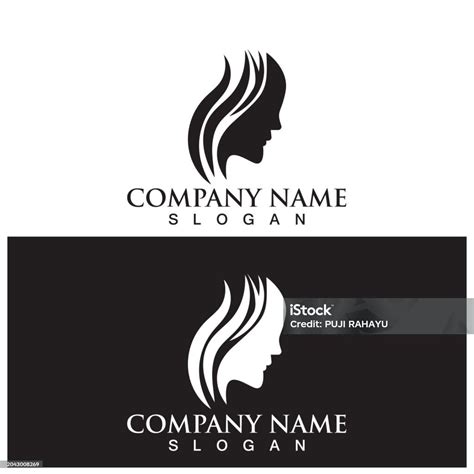 Beautiful Womans Face Logo Design Template Hair Girl Leaf Symbol