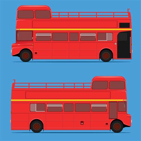 red double decker bus half roof top. london city.vector illustration