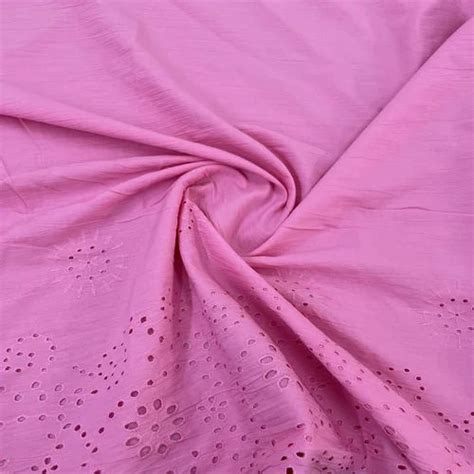 Exclusive Pink Floral Embroidery Cotton Schiffli Fabric