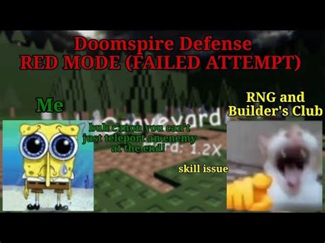 Roblox Doomspire Defense Solo Red Mode Fail Attempt YouTube