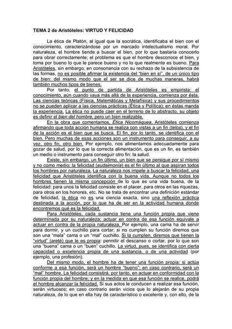 Tema De Arist Teles Virtud Y Felicidad Pdf