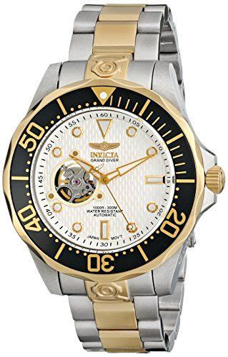 Invicta Mens Grand Diver Automatic White Textured Dial Two Tone