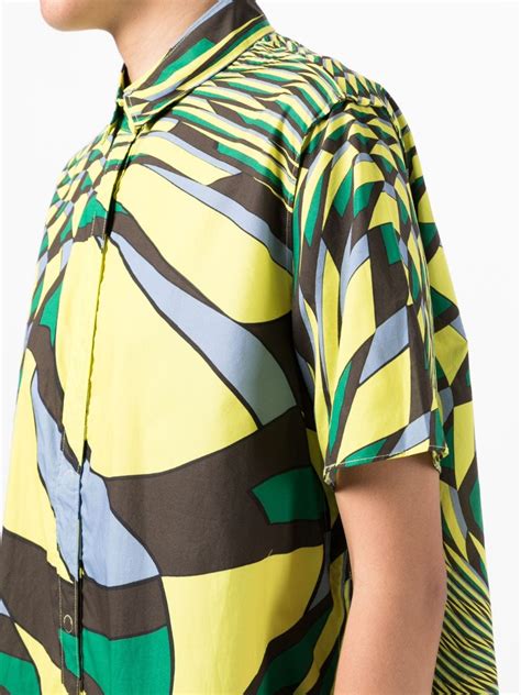 Jnby Graphic Print Short Sleeved Shirt Dress Green Farfetch