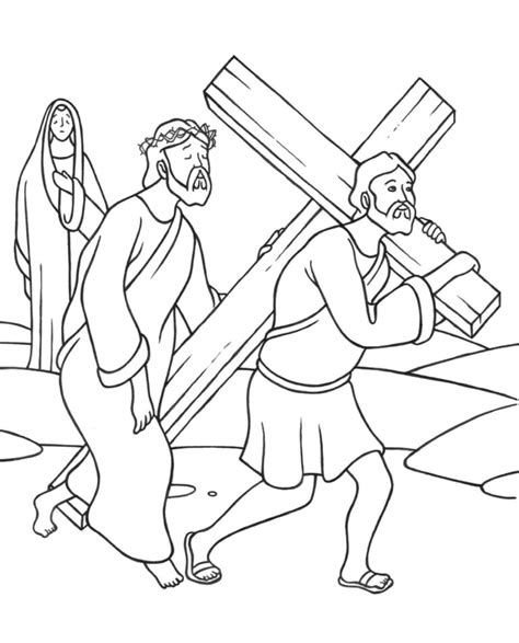 Coloring Book Station 5 Simon Of Cyrene Helps Jesus Carry His Cross