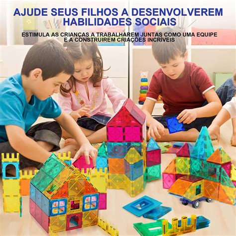 Bloco Magnetico - Blocos De Montar Magnéticos Infantil Brinquedo Educativo