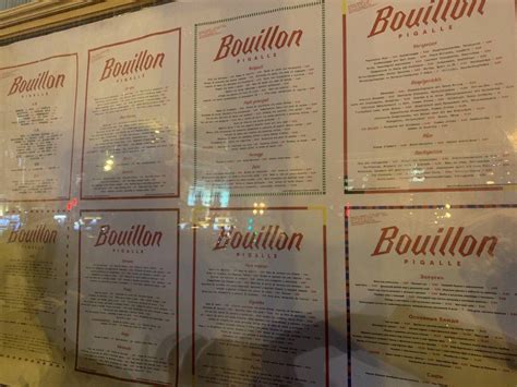 Menu At Bouillon Pigalle Restaurant Paris