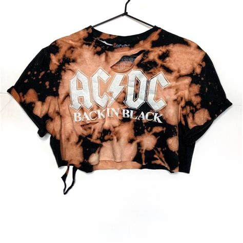 Distressed AC DC Cropped Band Tee Etsy