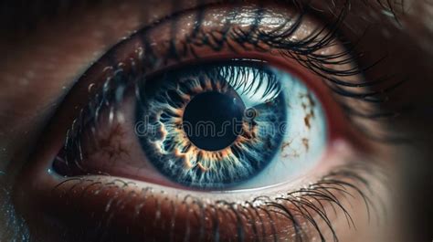 Human Blue Eye Extreme Close Up Macro Photography Ai Generated Stock