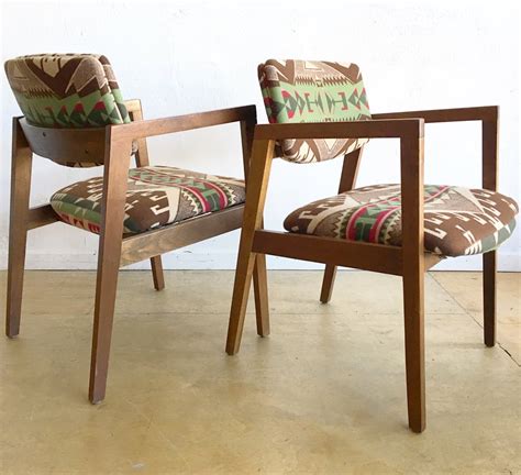 Mid Century Arm Chairs In Pendleton Wool Home And Closet Vintage