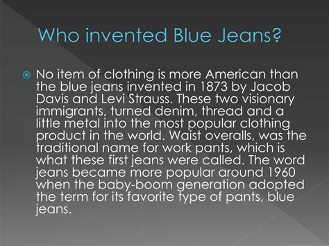 Ppt The Invention Of Blue Jeans Powerpoint Presentation Free