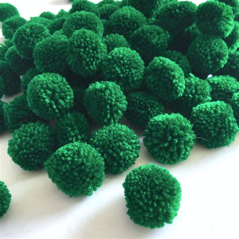 Dark Green Yarn Pom Poms 1 Inch Decorative Ball Jewelry Etsy