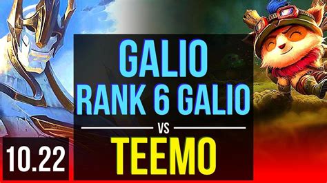 Galio Vs Teemo Top Rank 6 Galio 4 3 21 1 6m Mastery 900 Games