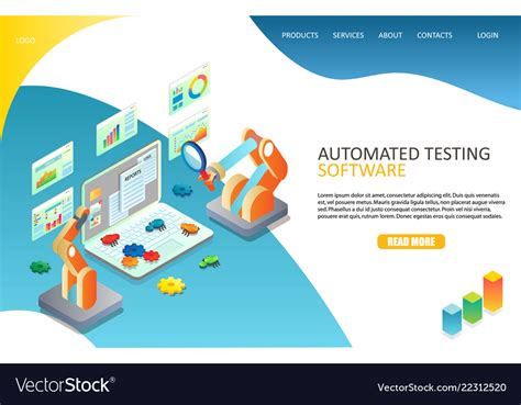 Automated Software Testing Landing Page Website Vector Image