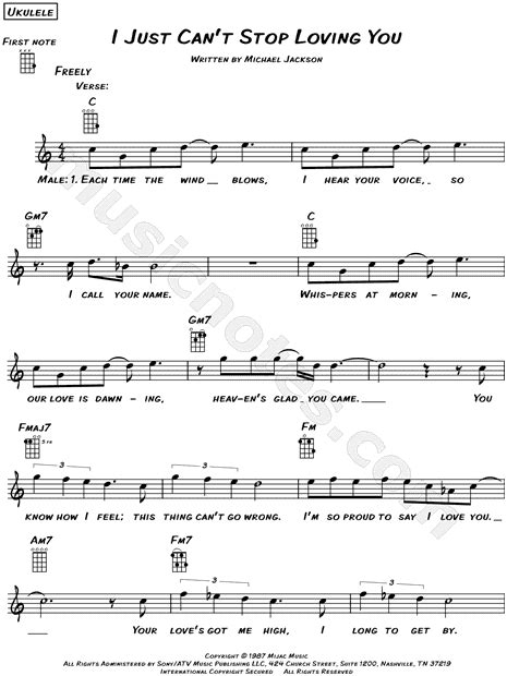 Michael Jackson I Just Cant Stop Loving You Sheet Music Leadsheet