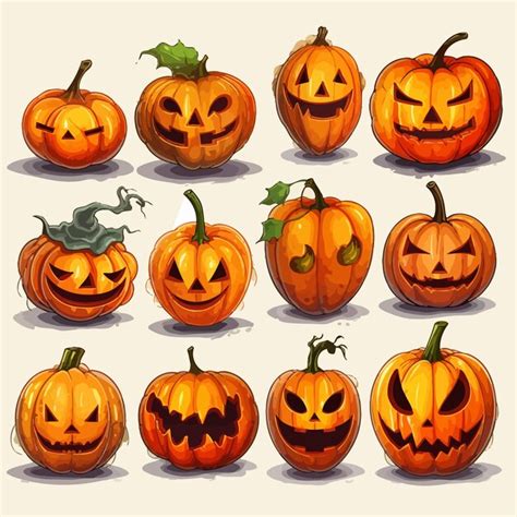 Premium Vector Halloween Pumpkin Set