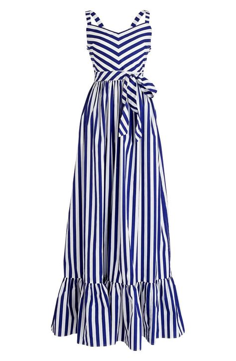 J Crew Stripe Ruffle Cotton Maxi Dress Nordstrom Maxi Dress Cotton