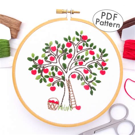 Apple Tree Hand Embroidery Pattern - Wandering Threads Embroidery