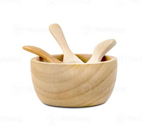 Wooden bowl and spoon isolated on white background ,include clipping ...